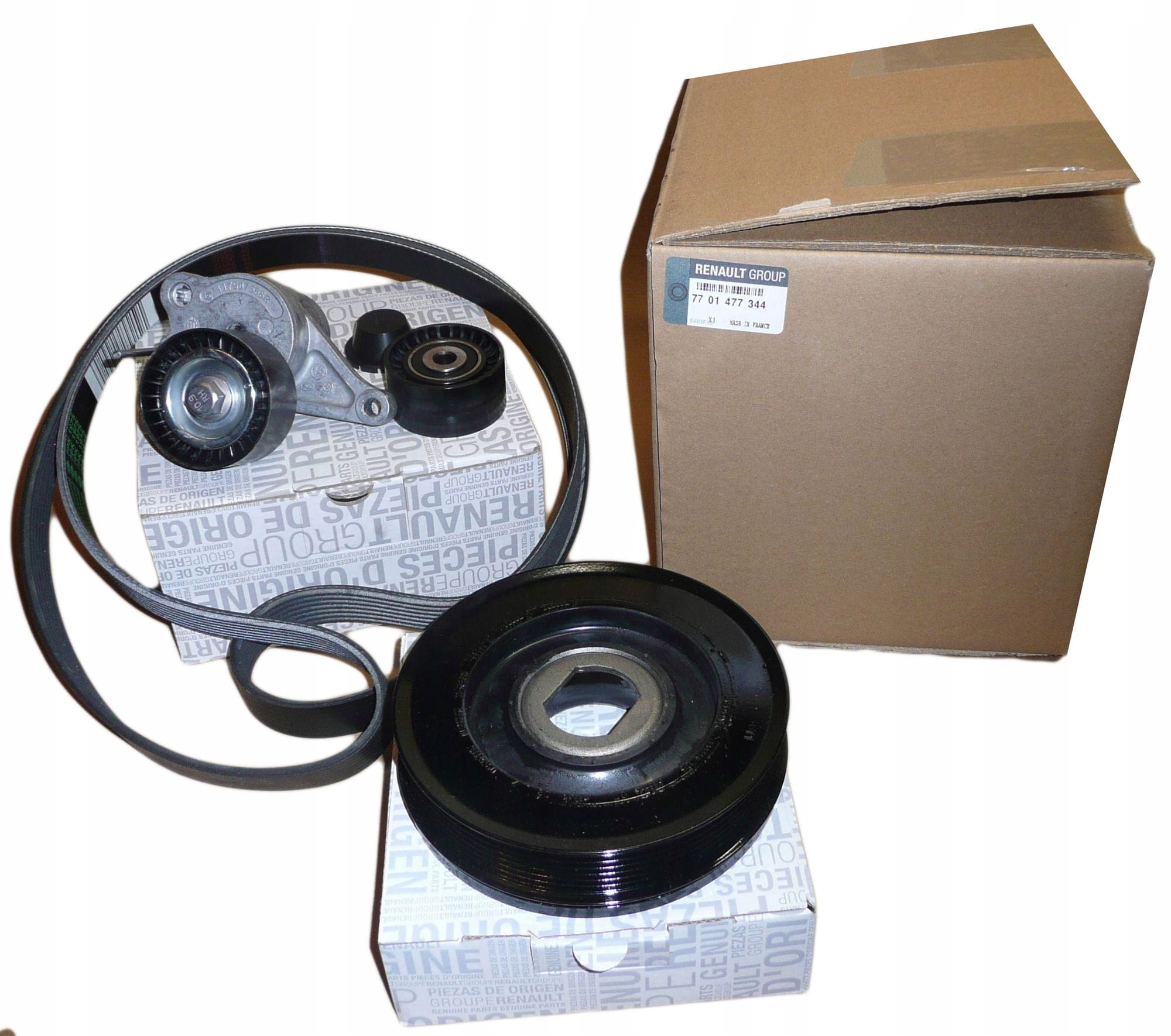 7701477344 - КОМПЛЕКТ КЛИНОВОГО РЕМНЯ LAGUNA III 2.0 DCI ОРИГИНАЛ