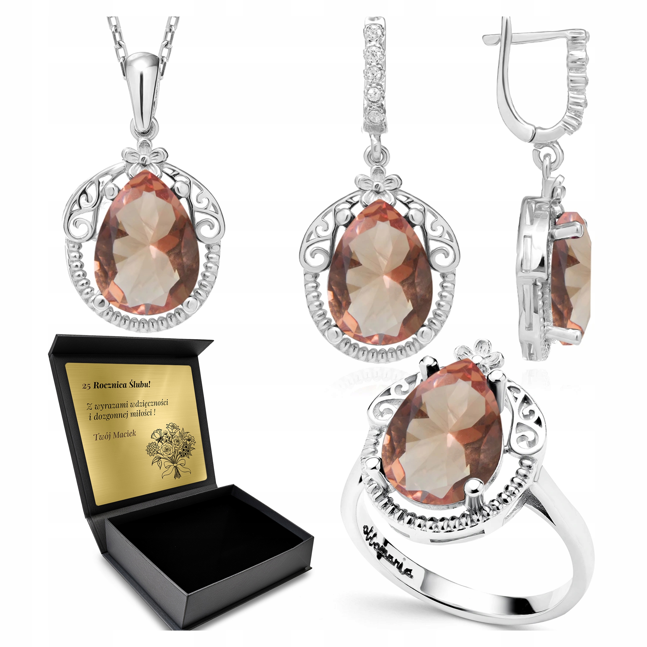 Komplet Stříbrných Šperků 925 Sultán, Sada Pro Ženu Gravírování Bonus