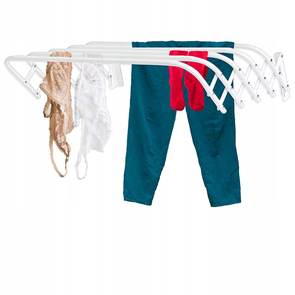 Levně Sušák Nástěnný Bílý, harmonikový na prádlo, skládací, rozkládací, 60 cm