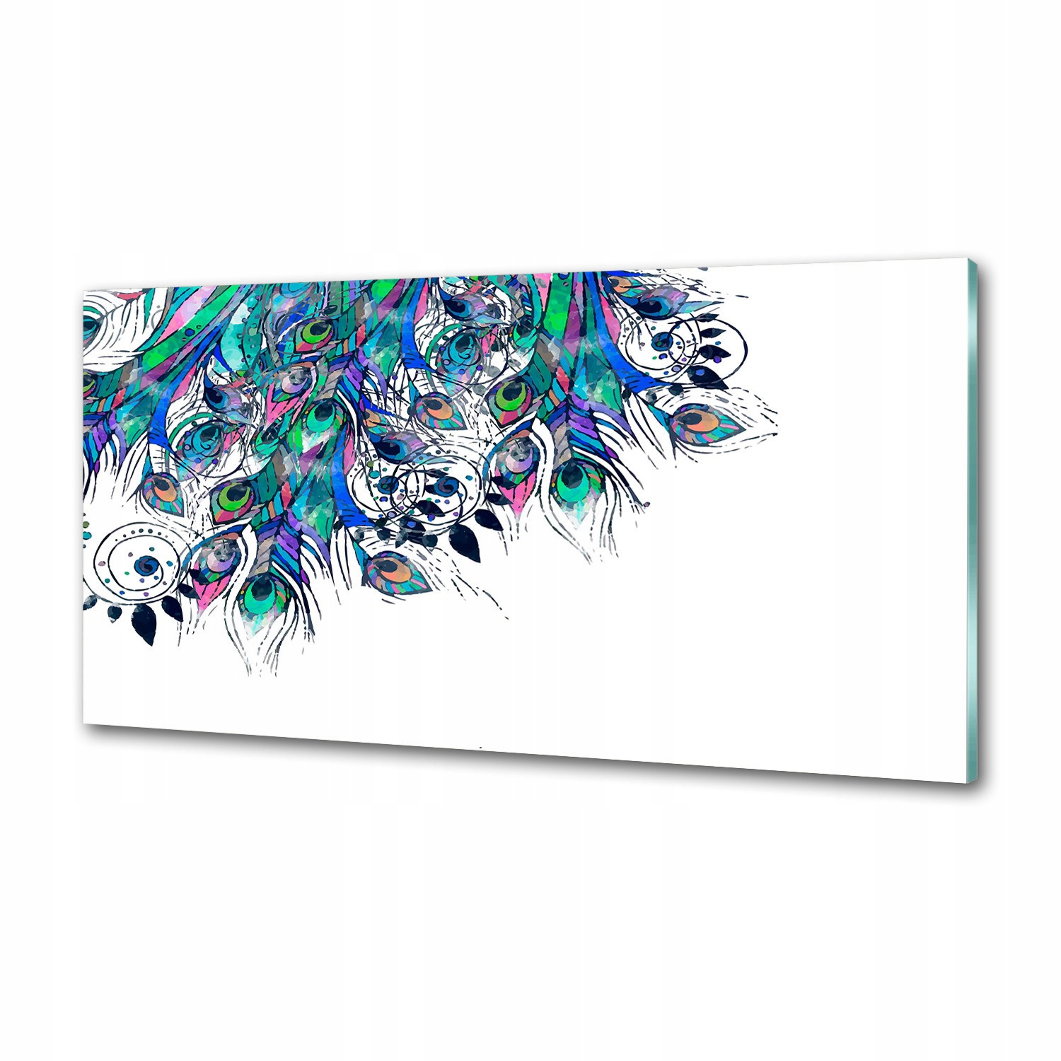 Dekoračný panel zo skla Pávie perie 100 x 50 cm Lepidlo