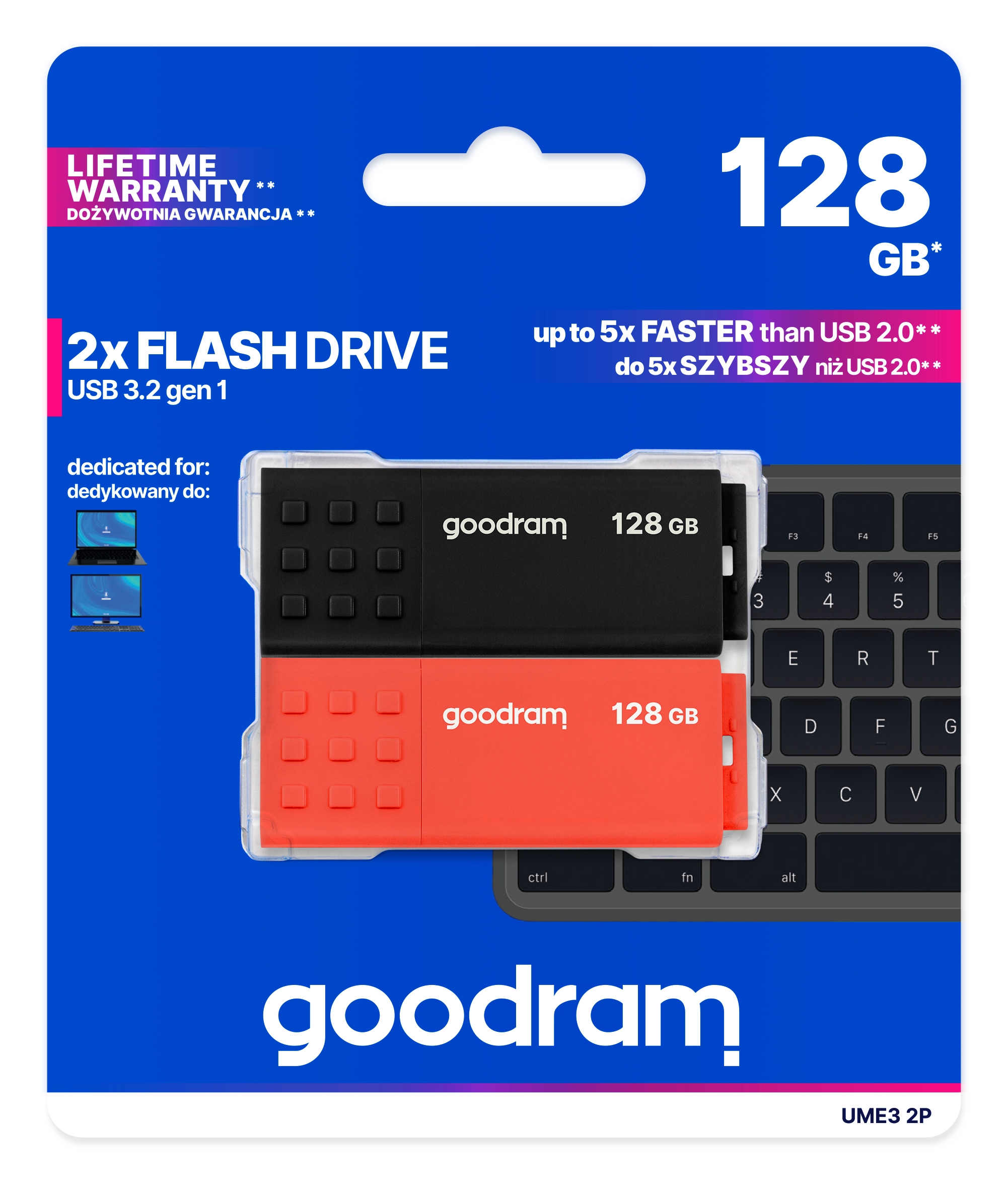 Pendrive Goodram 2x128GB UME3 MIX Usb 3.2 dwupak