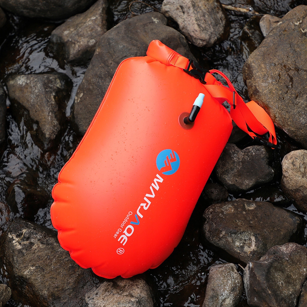 BOJKA DMUCHANA DO PŁYWANIA ASEKURACYJNA PŁYWACKA SUCHA KIESZEŃ NA RZECZY Długość 69 cm