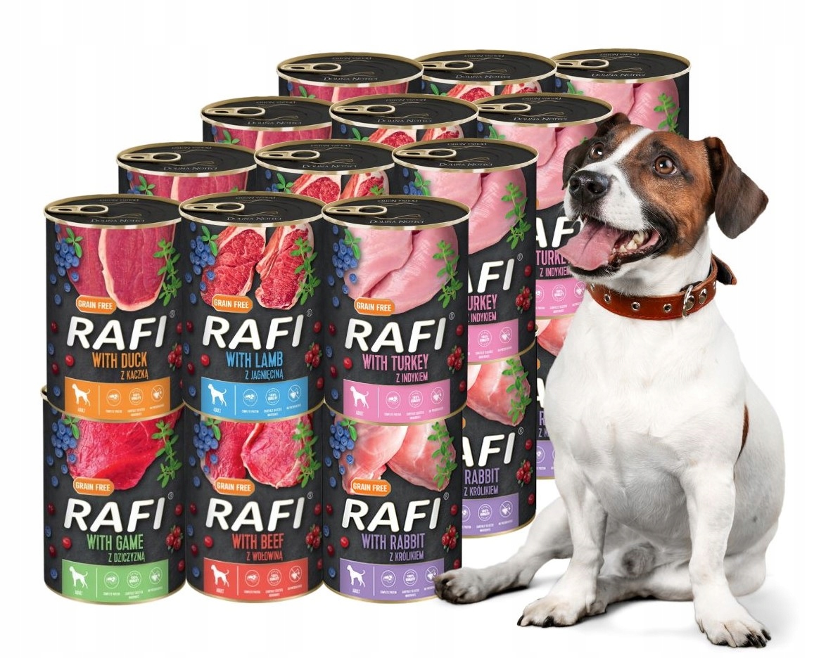 Levně Rafi vlhké krmivo mix chutí 24x400g Bez Obilí Dolina Noteci