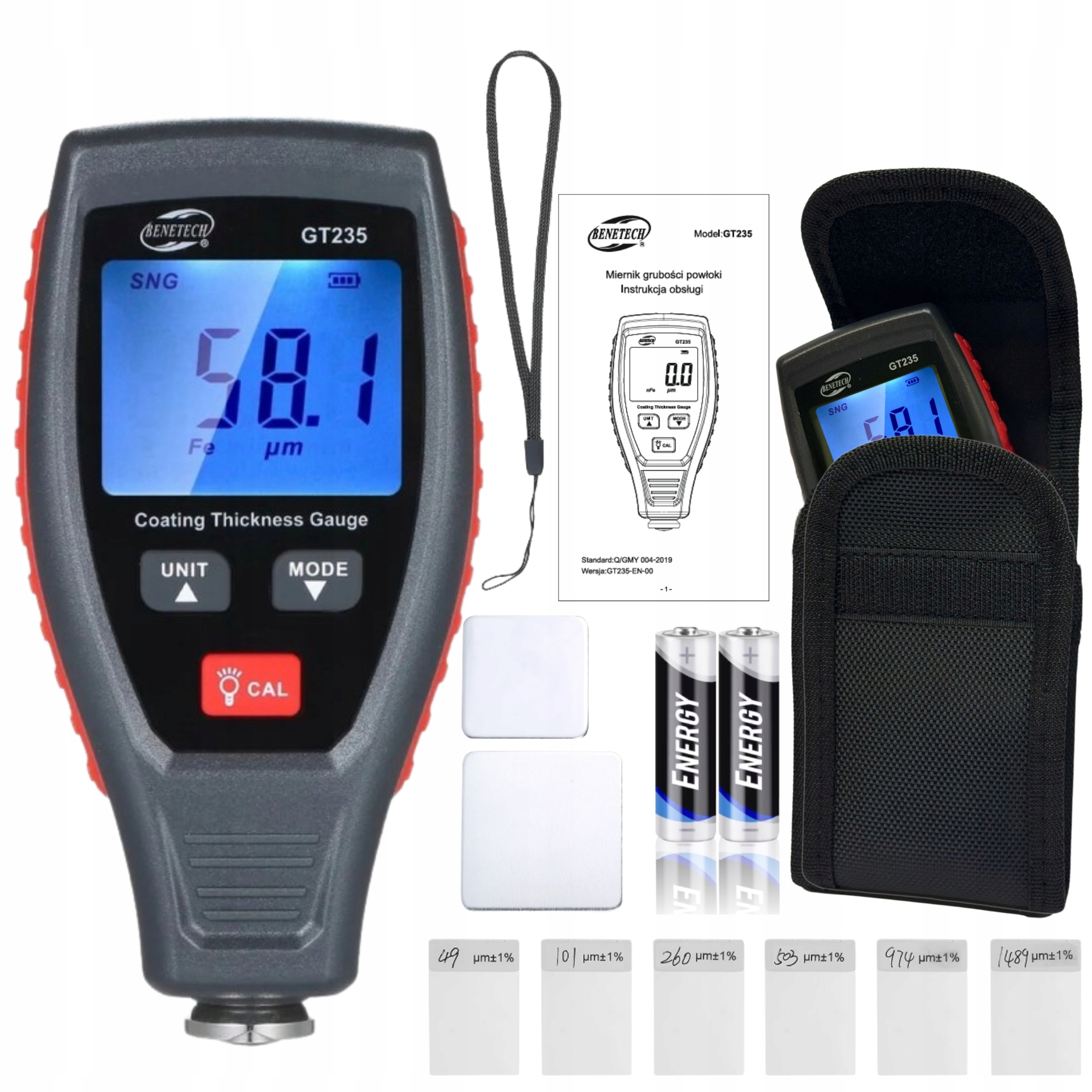 Merač Hrúbky Autolaku Tester Povrchovej Úpravy Automobilov Mikron LCD 0,1µm