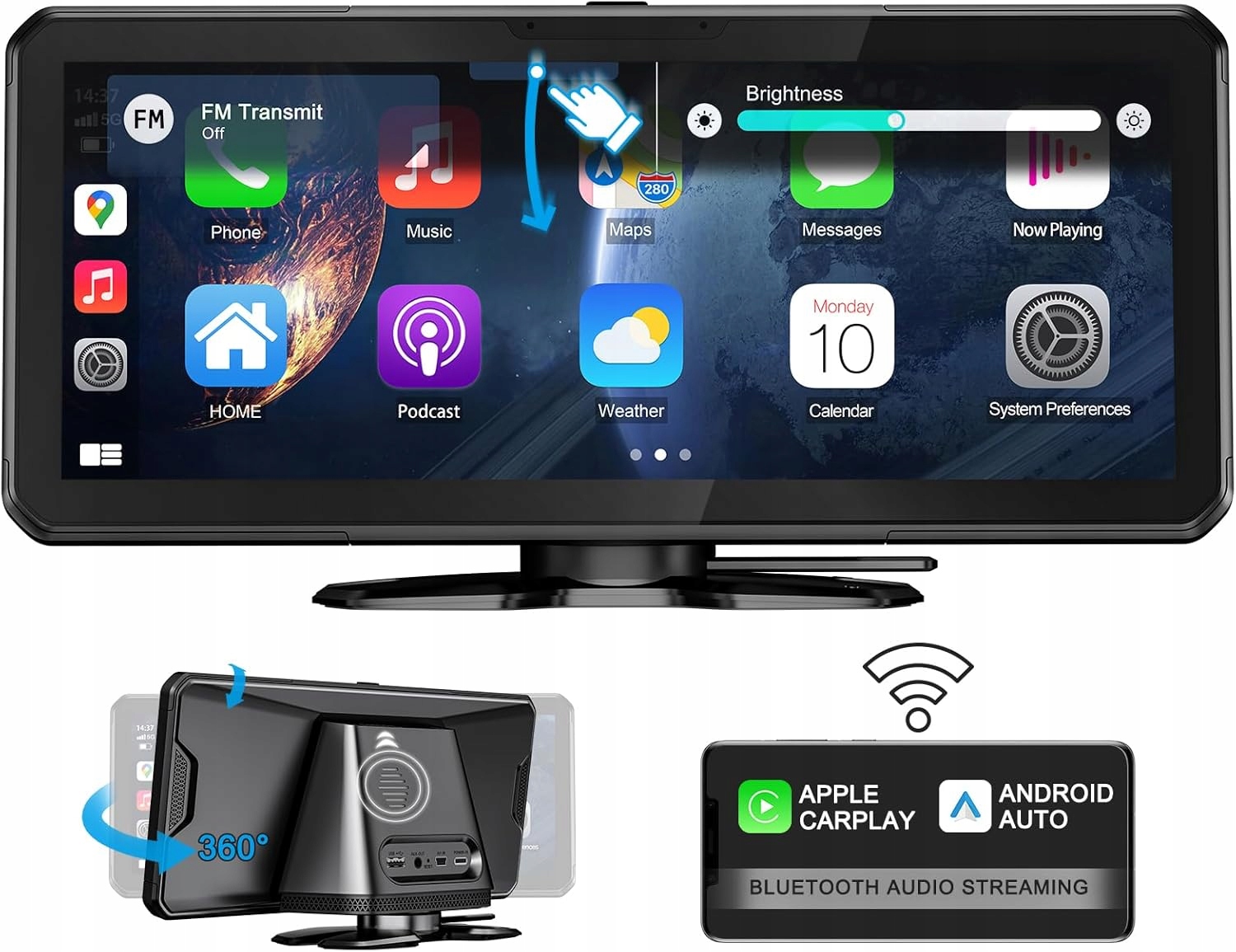 Ekran dotykowy Apple Carplay Android Auto 10,26" Fm Aux Bluetooth