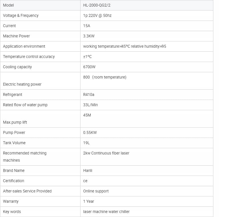 Chiller HL-2000-QG2/2, chłodnica wody Marka bez marki
