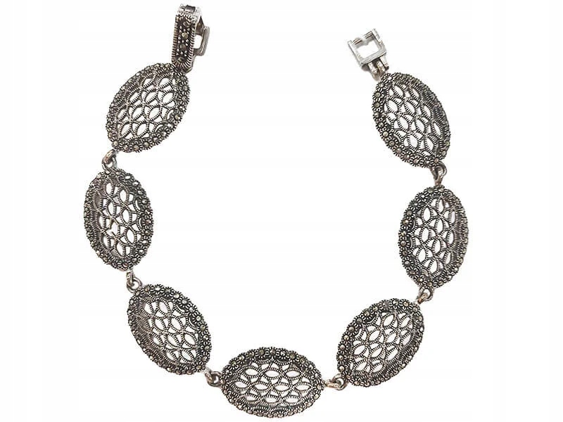 Efektní náramek ze stříbra 925 s markýzami, elegantní vzor jako dárek