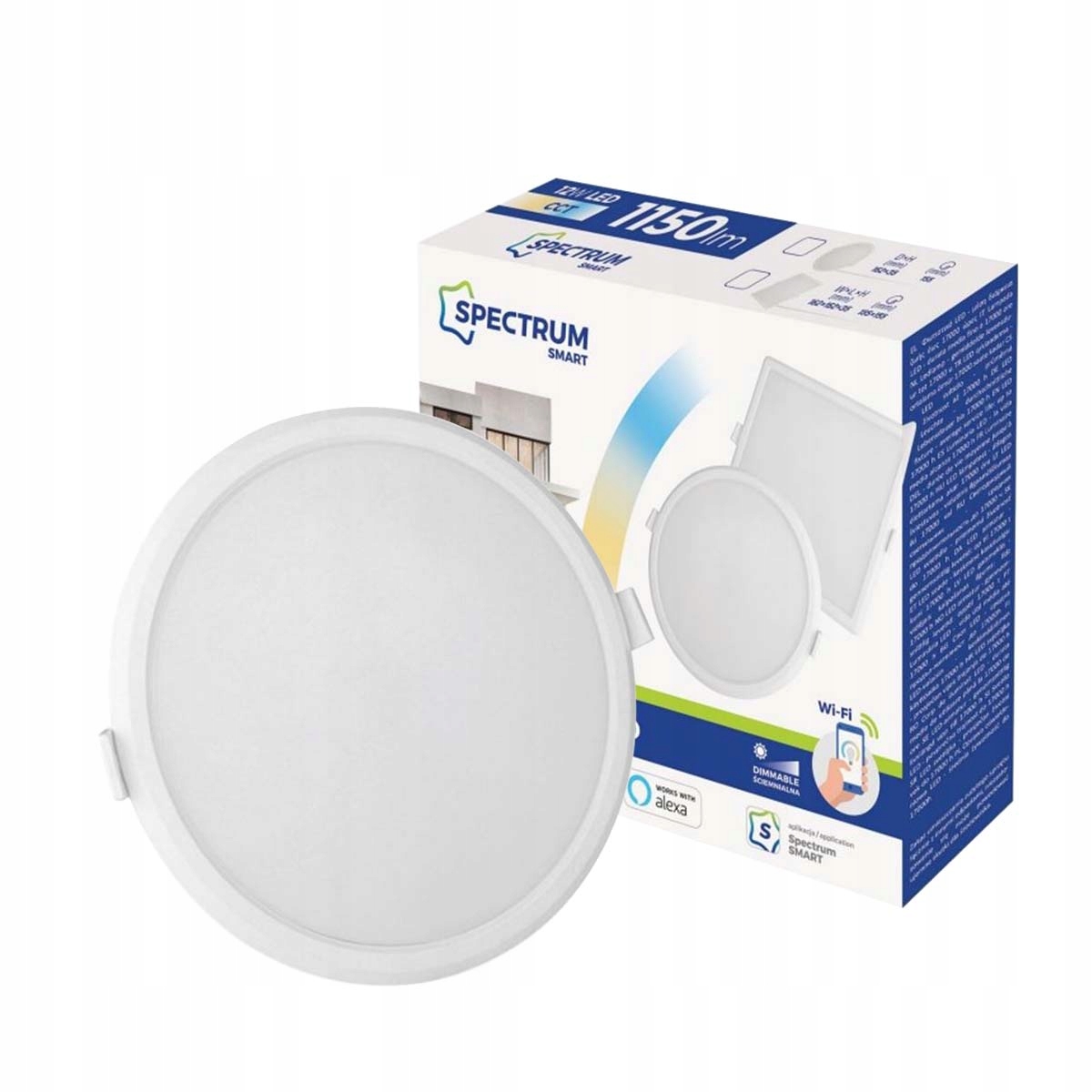 

Panel Oprawa Led Podtynkowa 12W Cct Smart WiFi DIM
