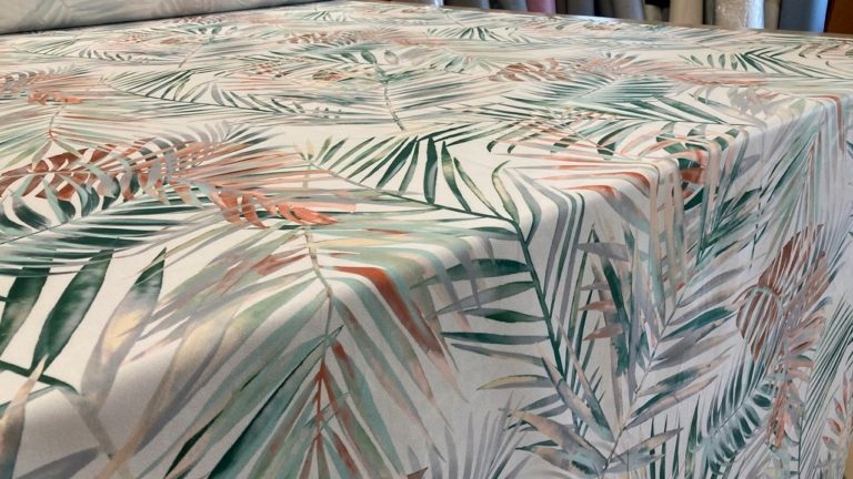 MATERIAŁ PLUSZ WELUR VELVET LIŚCIE OBRUS ZASŁONY Wzór kwiaty