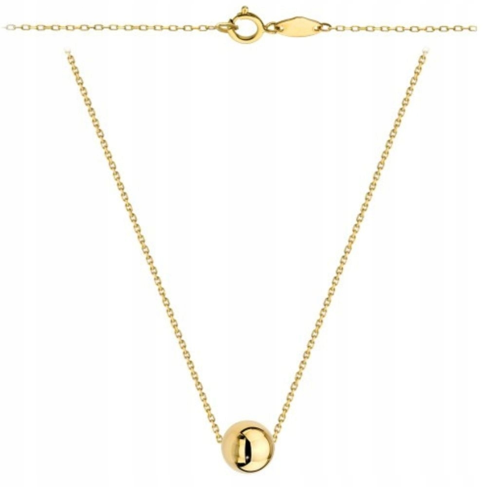 Złoty Naszyjnik 585 Z Kuleczką Zjawiskowy Delikatny Łańcuszek Lekki