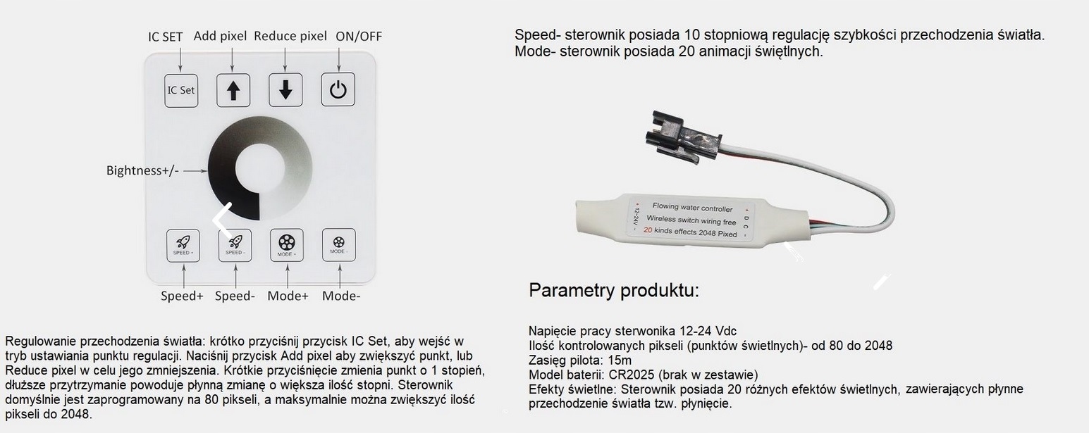 TAŚMA CYFROWA WS2811 IC 5M STEROWNIK ZESTAW KPL Marka Epistar