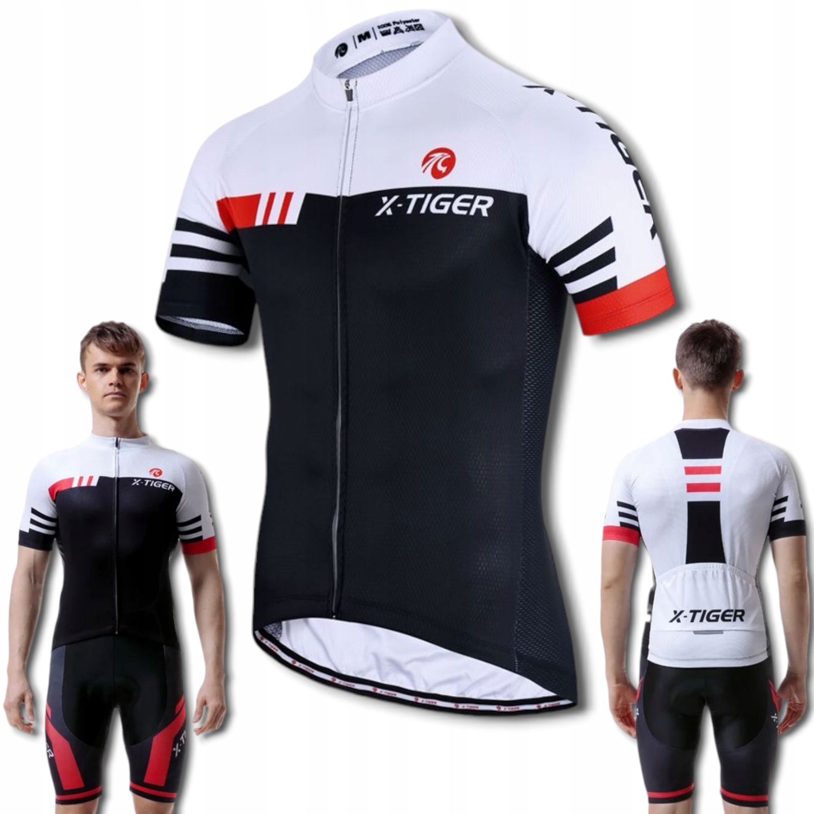 Bluzka Koszulka Rowerowa Sportowa Męska Krótki Rękaw 3 Kieszenie Uv X-tiger