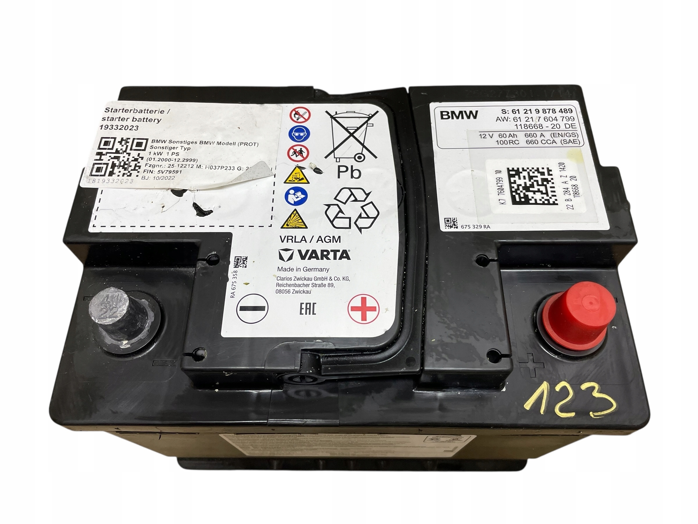 AKUMULATOR AGM START-STOP 12V 60AH 660AH BMW 2022R Original