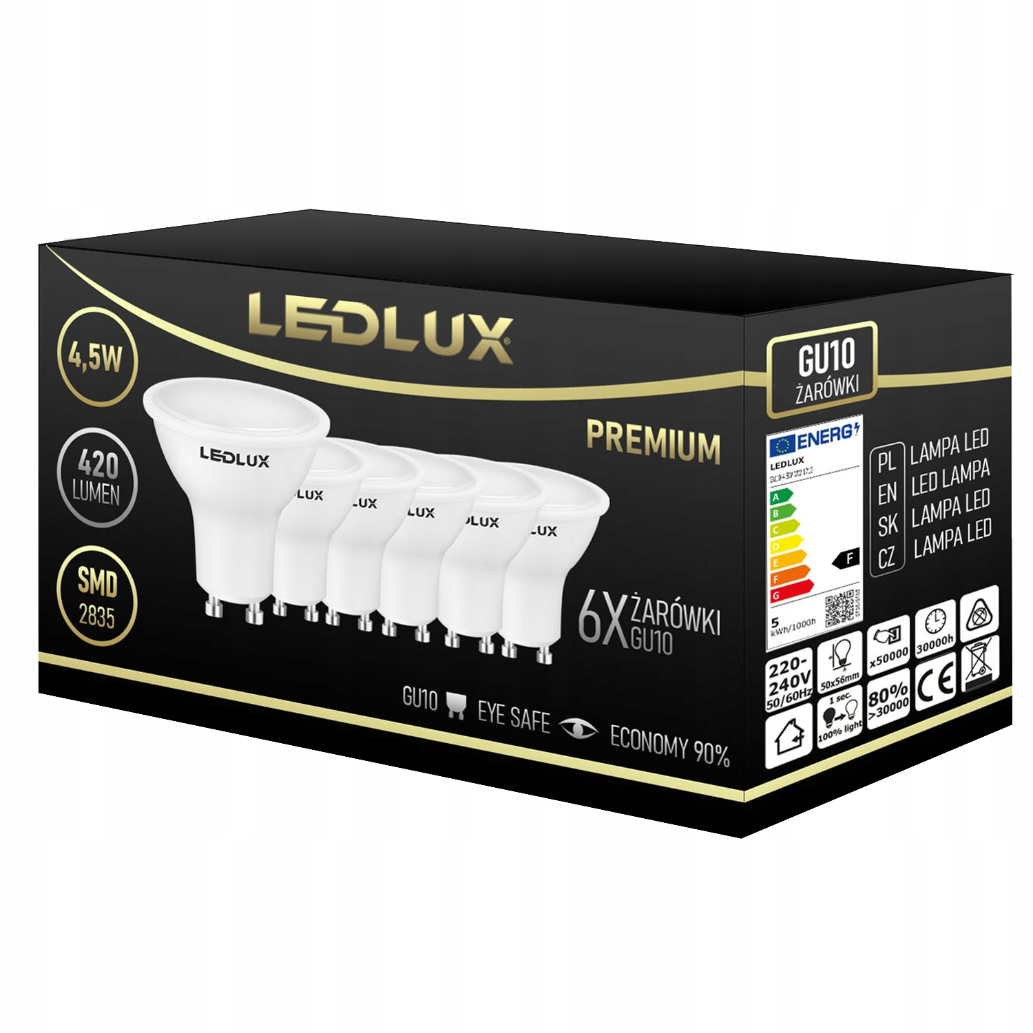 

6x Żarówka Led GU10 4,5W 45W 420lm Smd CCD