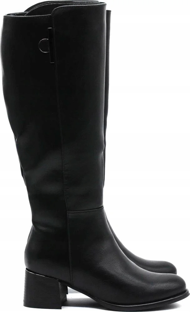 Dámské kožené kozačky na podpatku Jezzi RMR2481-3 černé Vel. 41