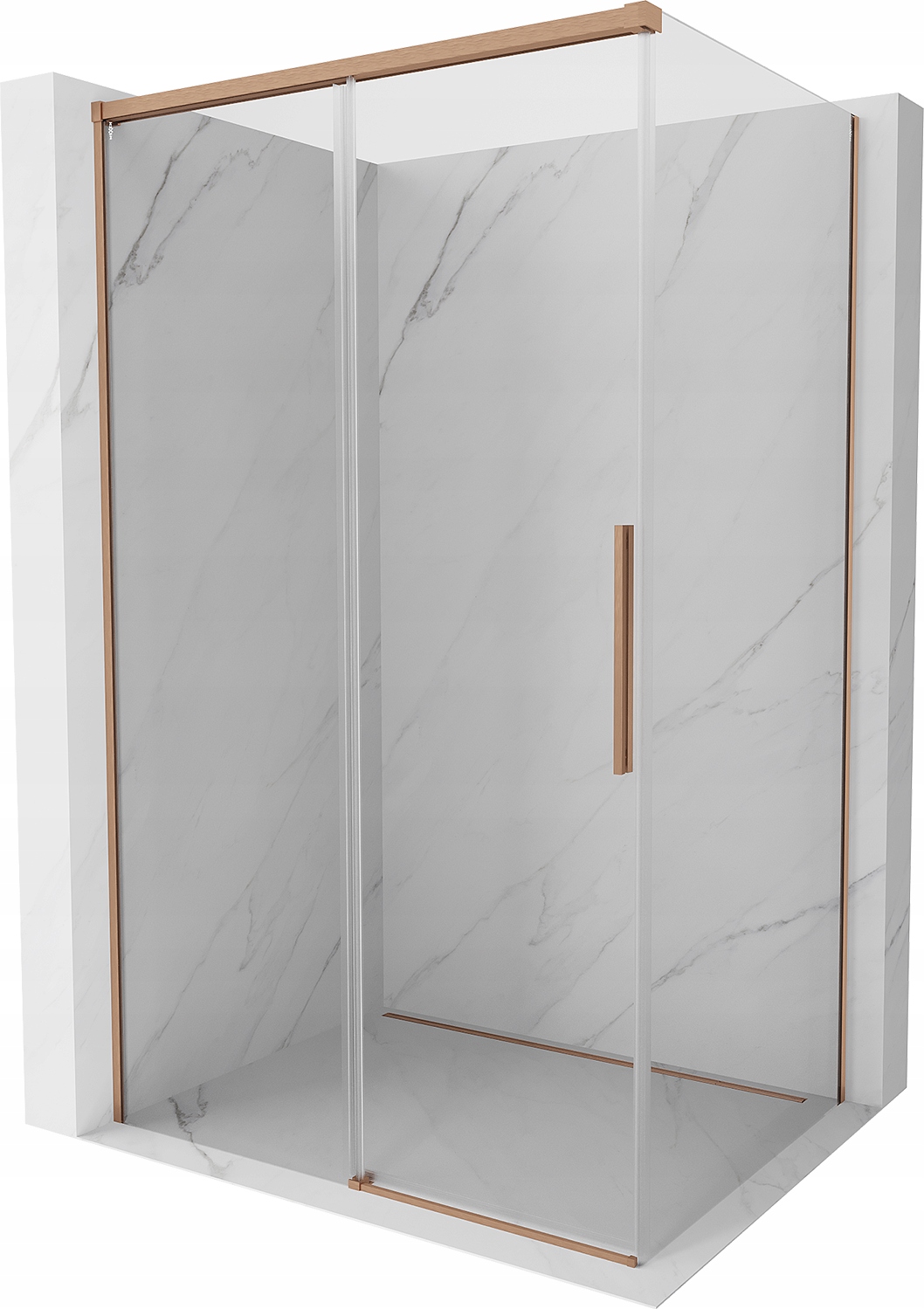 Mexen Rox Posuvná Sprchová Kabina 90x100 cm, Měď Broušená, Transparentní