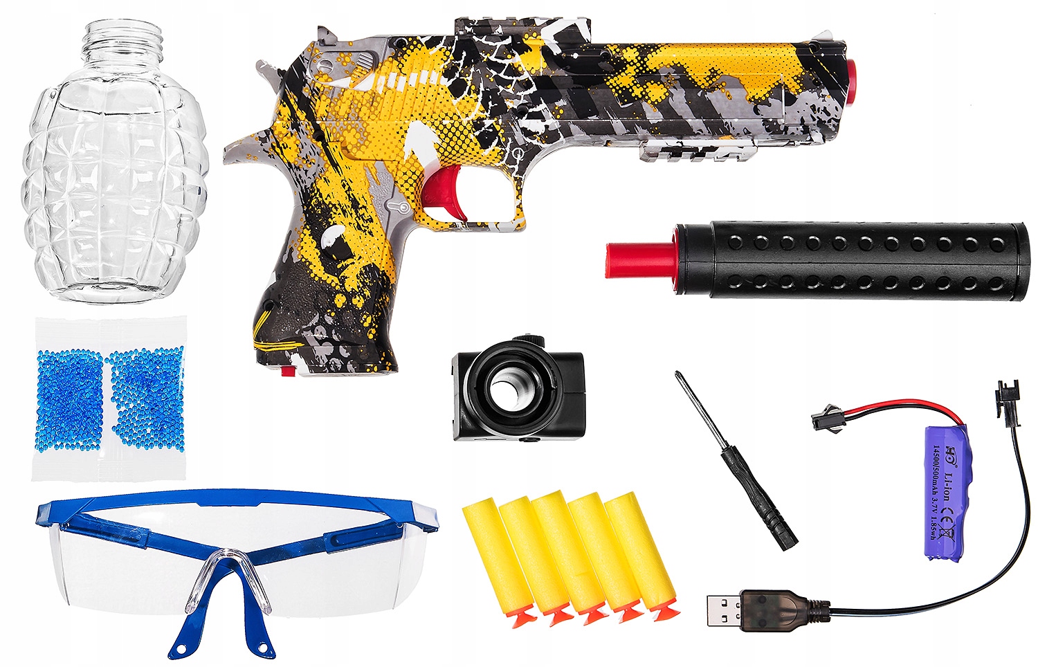 PISTOLET KULKI ŻELOWE STRZAŁKI AUTOMAT GLOCK DESER Materiał plastik