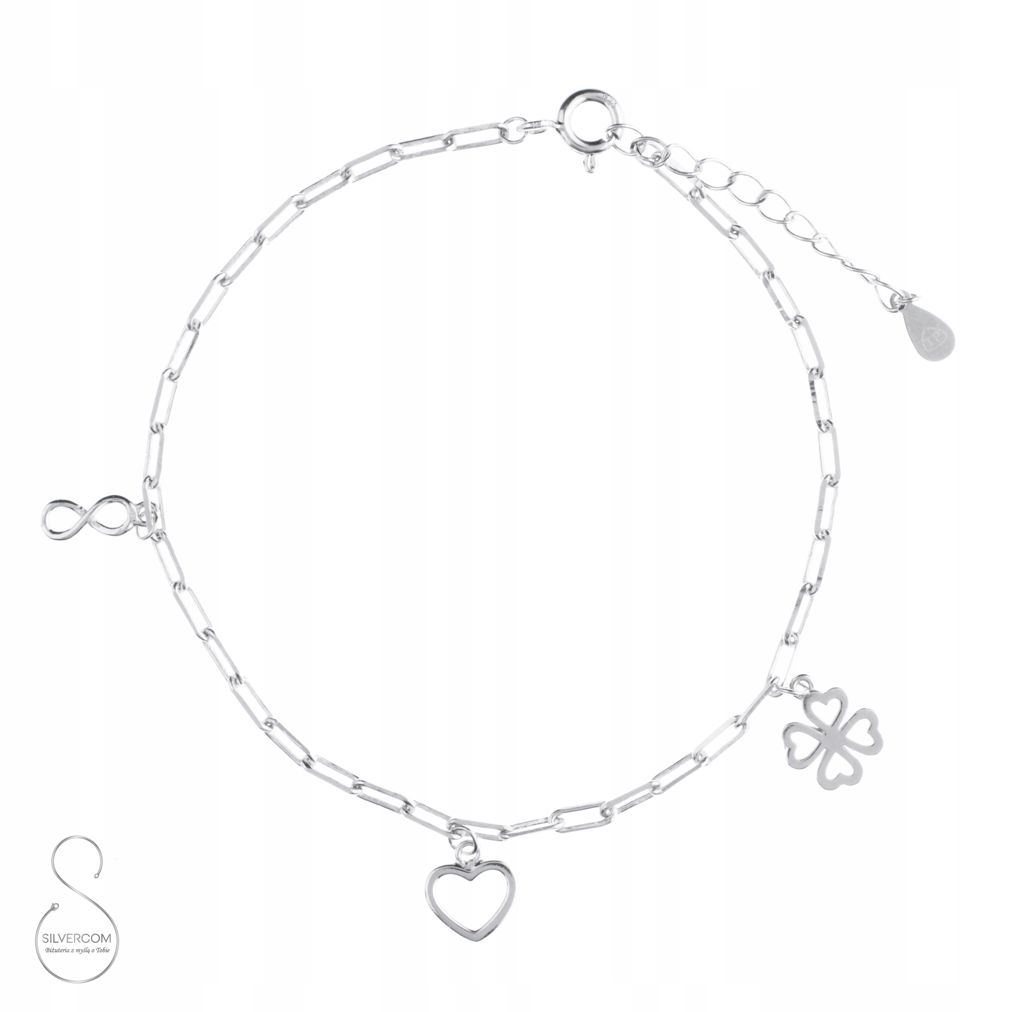 Stříbrný Náramek Nekonečno Srdce Jetel Naštěstí Jako Dárek