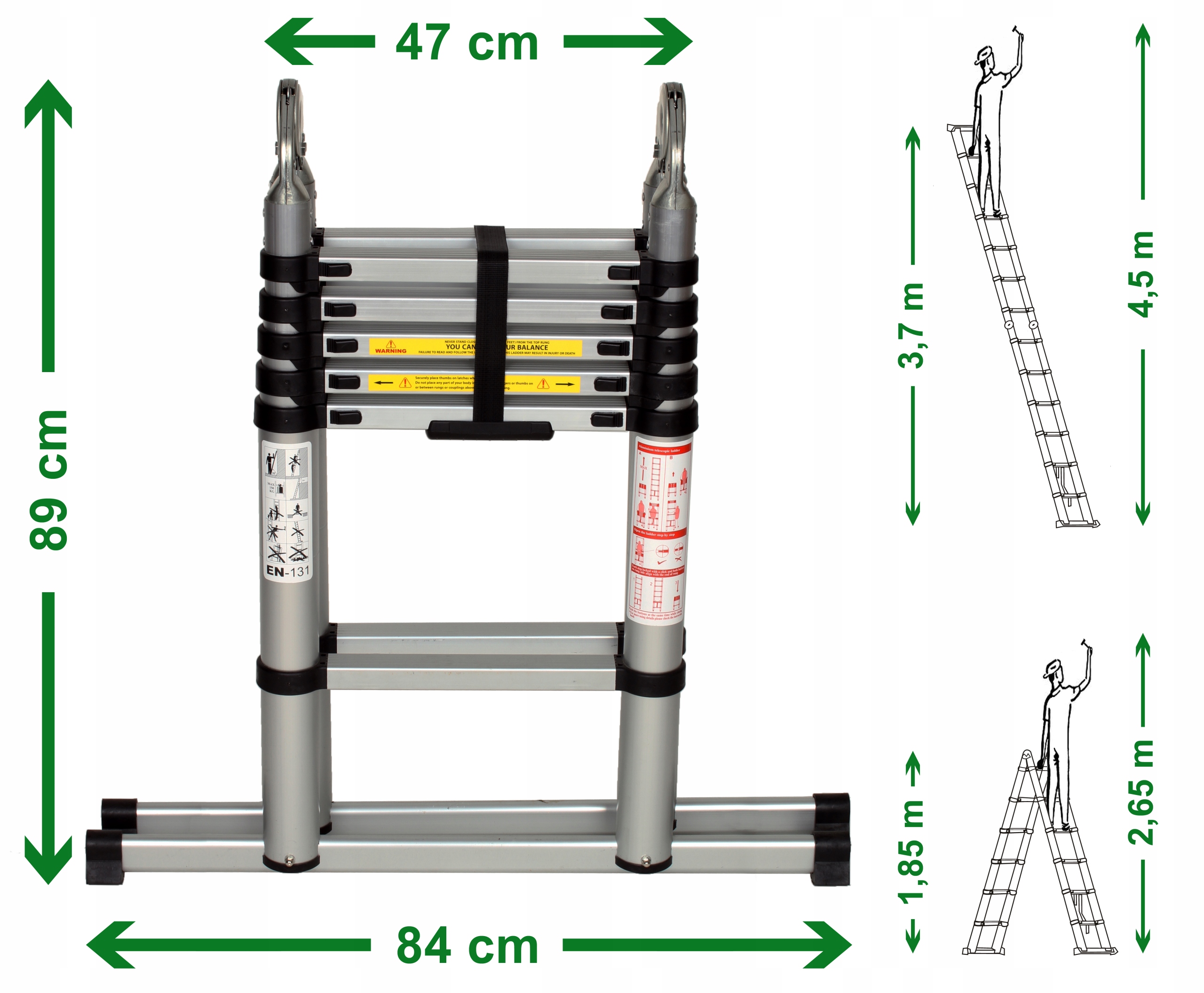 DRABINA TELESKOPOWA PRZEGUBOWA 3,8M 2XSTAB /SCHODY Kod producenta DT19R