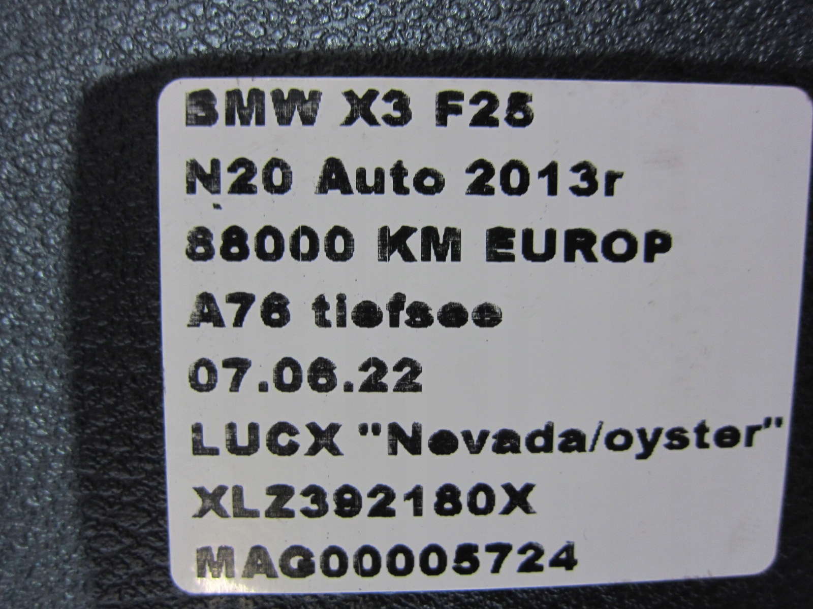 BMW F25 X3 side rear left right rear part OYSTER