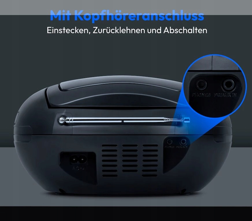 BOOMBOX PRZENOŚNE RADIO FM PLL CD MP3 USB AUX IN WYJŚCIE SŁUCHAWKOWE Model E65711