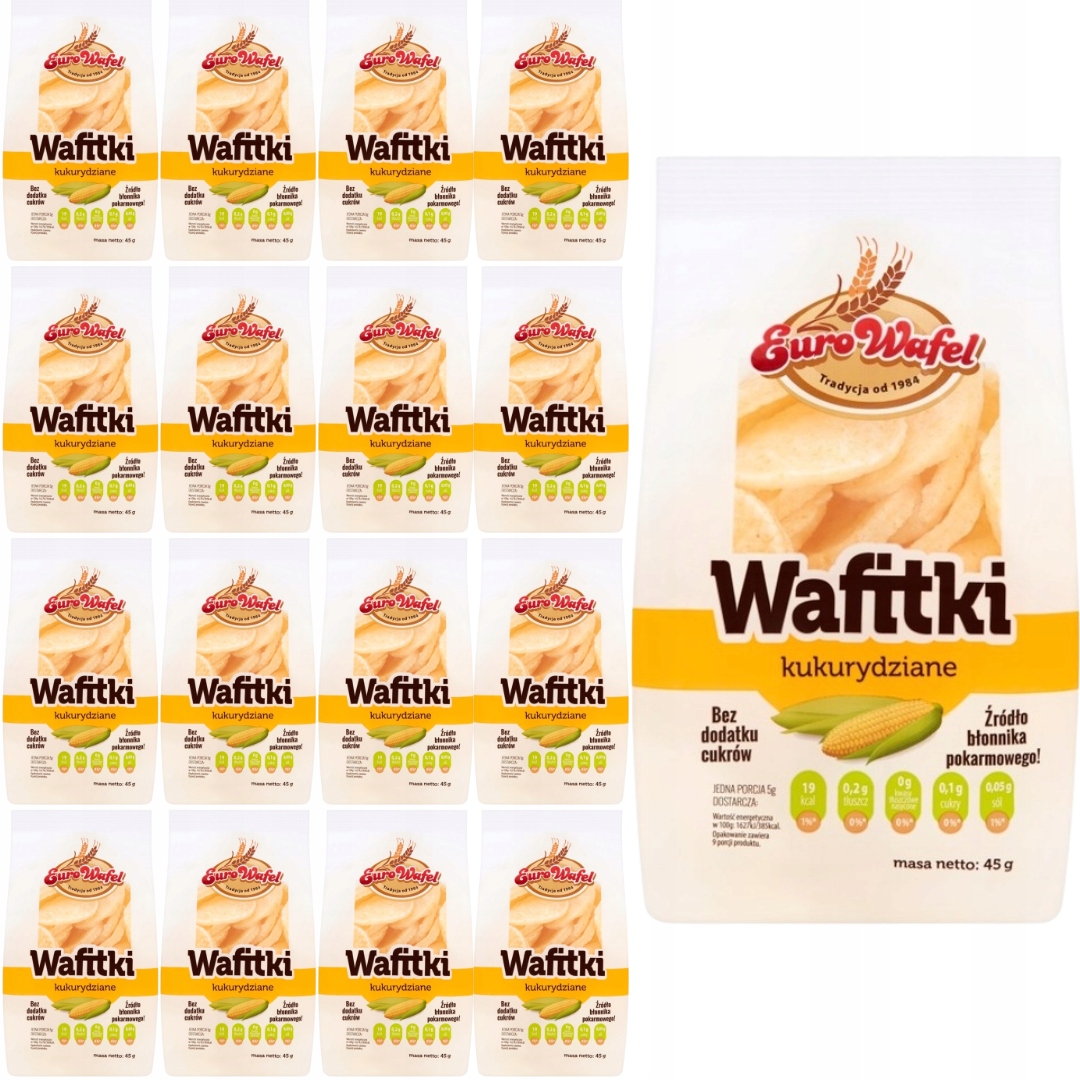 Levně Eurowafel Kukuřičné vafle 45 g x 18 kusů