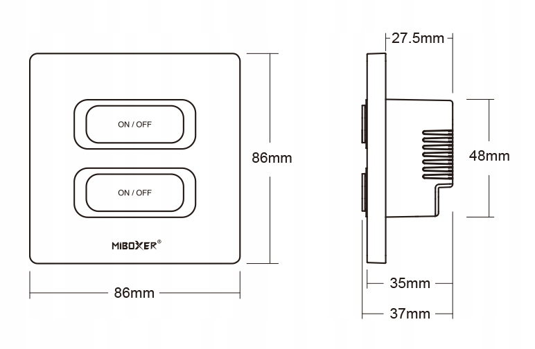 MiBoxer ESZ2-B inteligentny przełącznik LED 2 strefy dotyk Zigbee Czarny Marka Miboxer