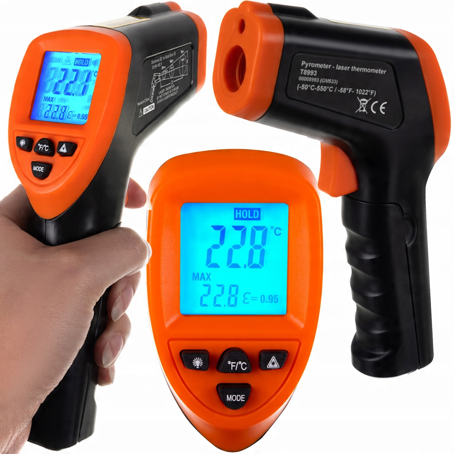 

Bezdotykowy Pirometr Laserowy Termometr -50 +500°C