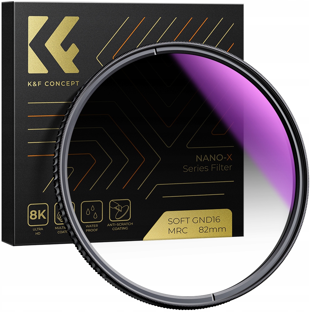 Poloviční šedý filtr K&f Concept Nano X GND16 Soft 72 mm