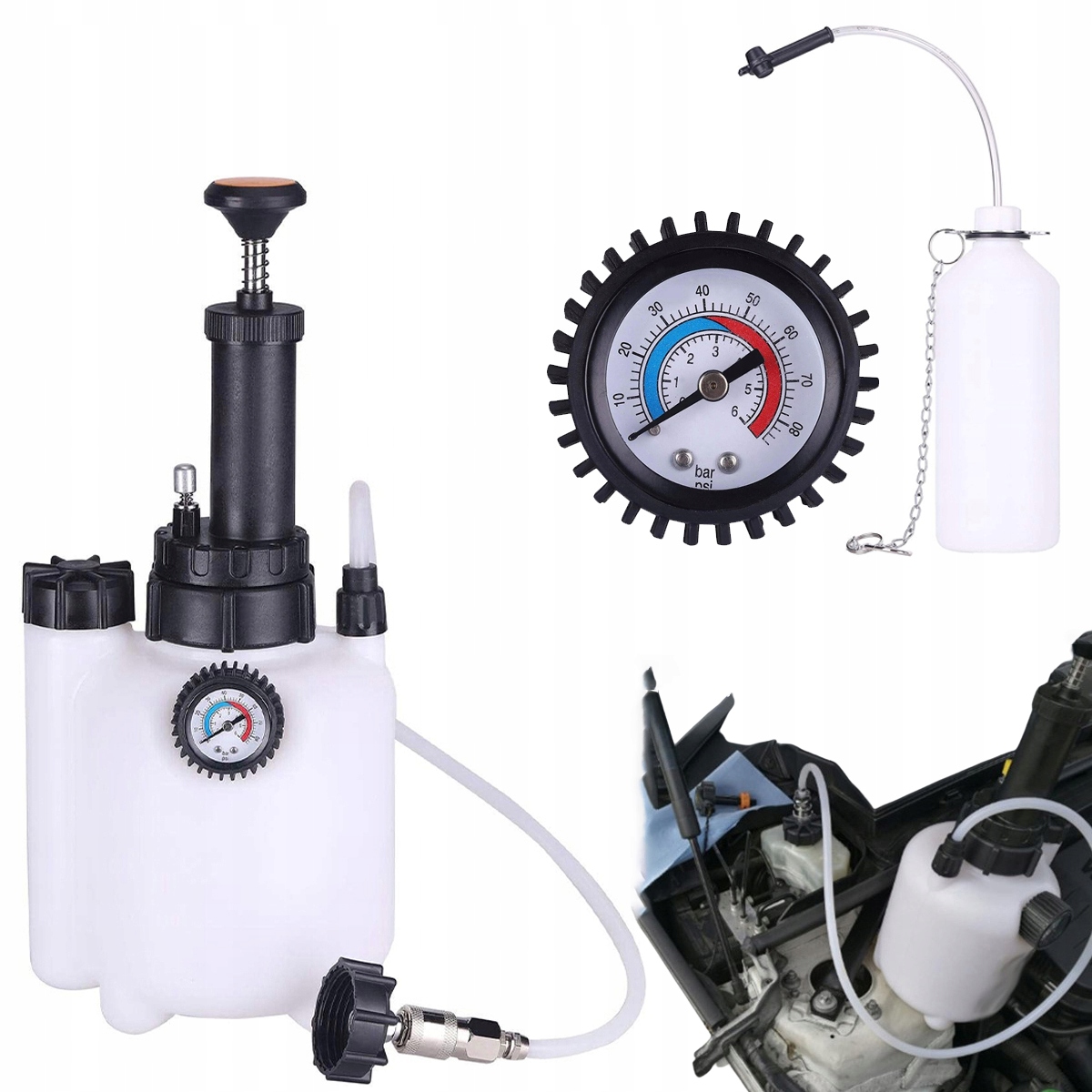 Sada Pro Odvzdušnění Brzd Pro Výměnu Kapaliny 1 L 3 L 2 Bary 30 Psi Bílá