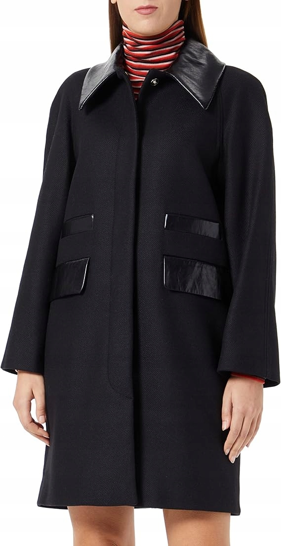 Sisley Dámský Kabát Černý Vlněný 38 Jgh