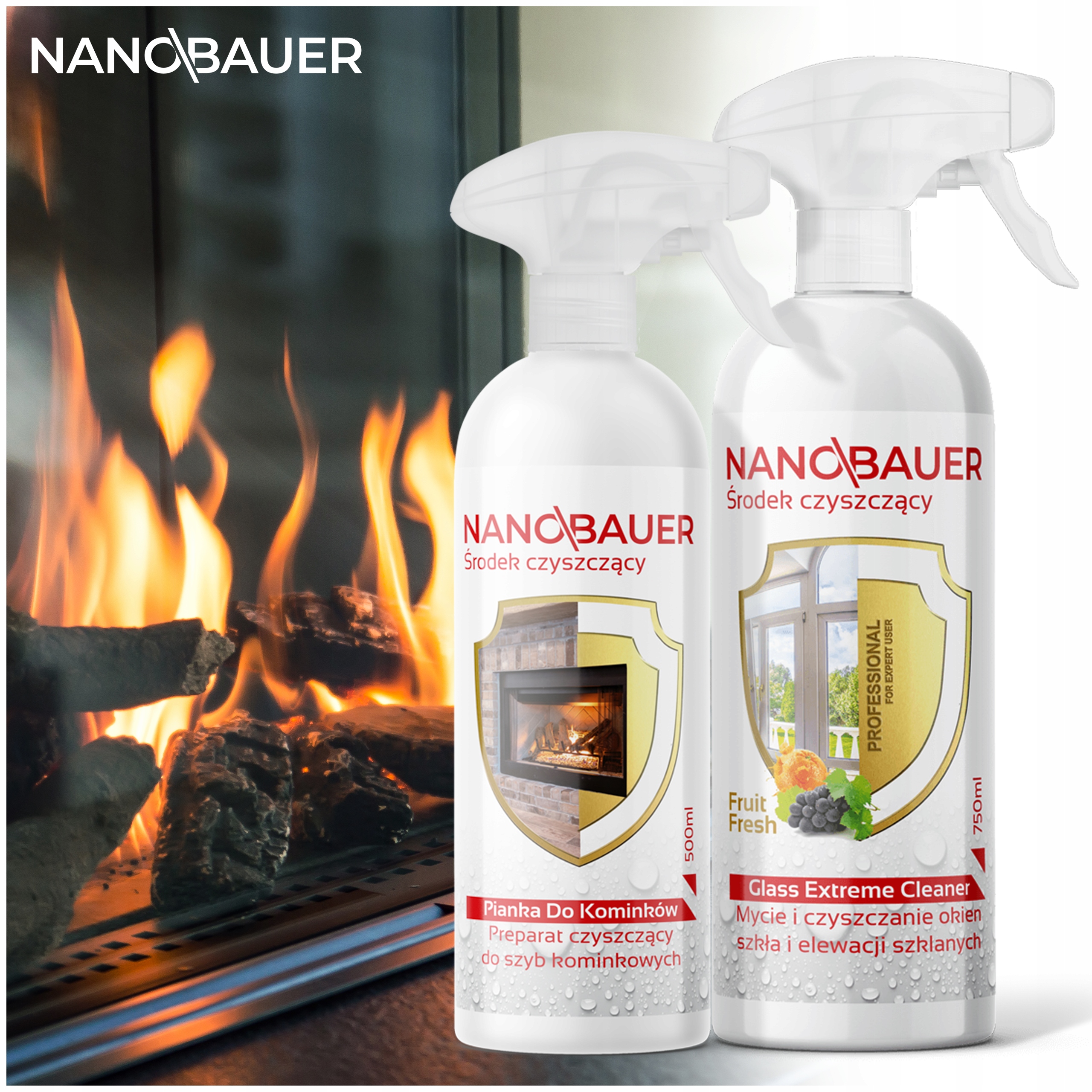 PIANKA I PŁYN DO CZYSZCZENIA KOMINKA SZYB KOMINKOWYCH NANOBAUER 0,5L EAN (GTIN) 5904865561230