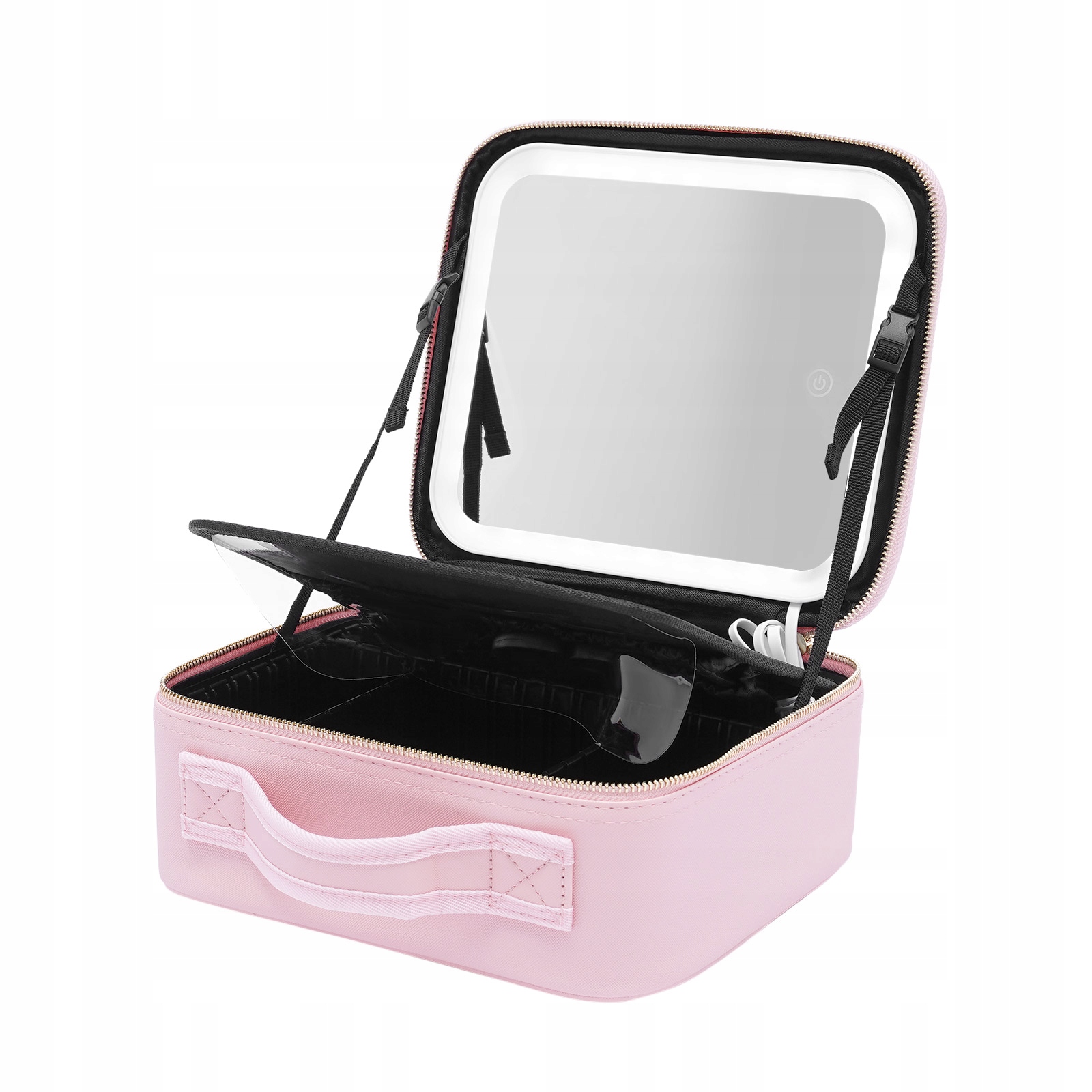 Cestovní kufřík na make-up s organizérem, zrcátkem a Led osvětlením
