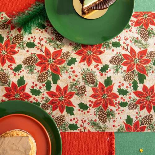 Bieżnik świąteczny len Gwiazda Betlejemska 275x28cm Kolor inny kolor