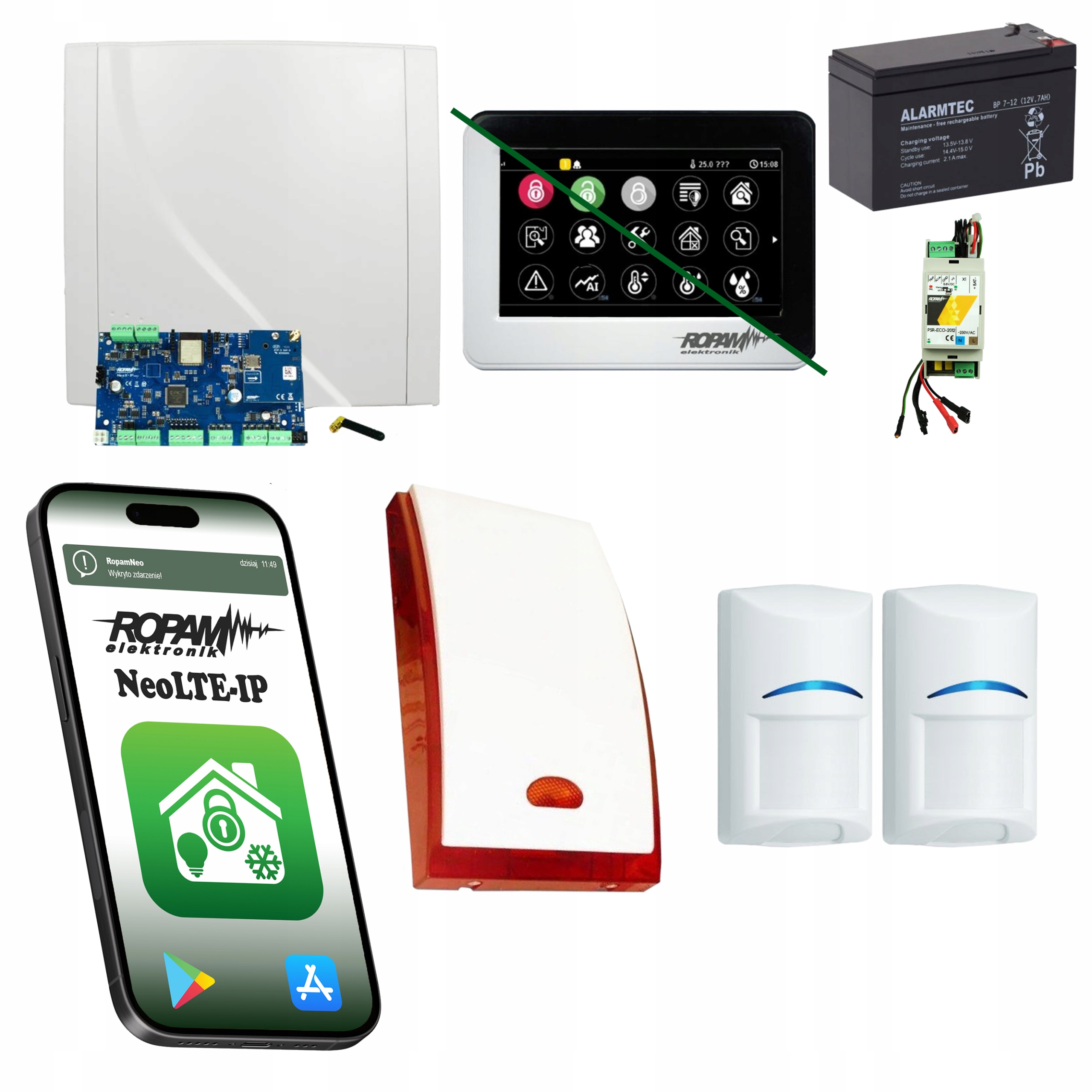 System Alarmowy Domu Ropam Lte Gsm Wifi 2 Czujki Bosch Profesjonalny Alarm