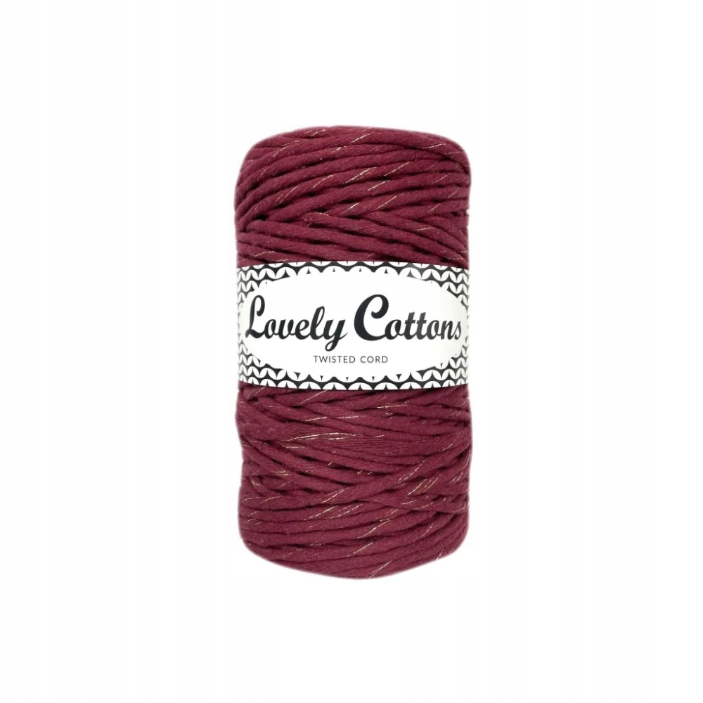 Bordowy Ze Złotą Nitką Lovely Cottons Skręcany 3mm