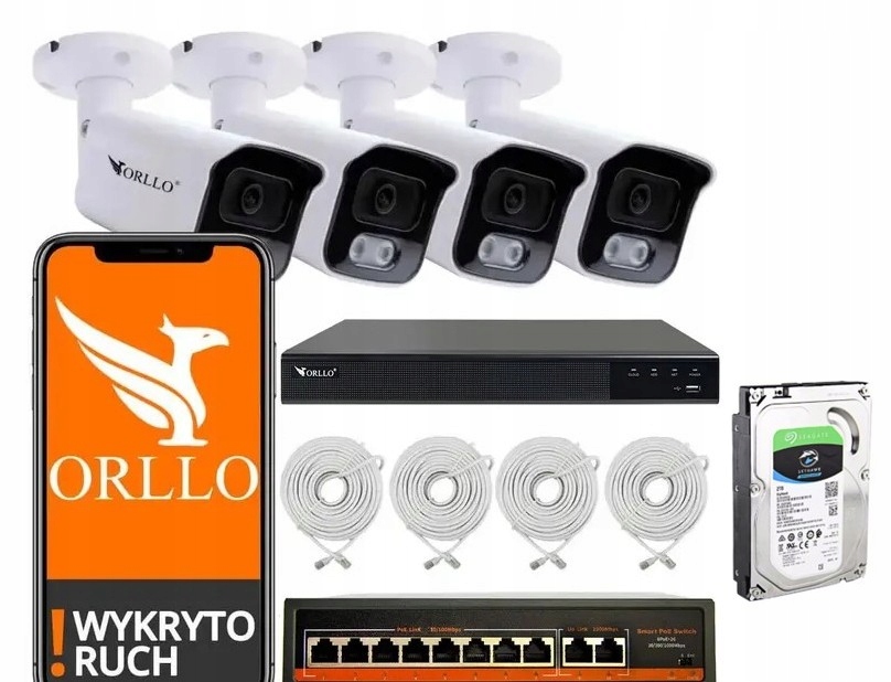 Sada pro monitorování 4 kamer 5Mpx Orllo Poeset 4 disk 2 T