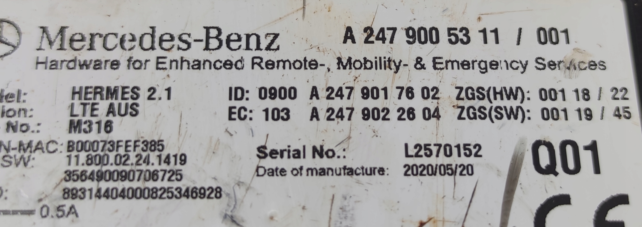 MERCEDES module CZUJNIKOW PDC A2479005311