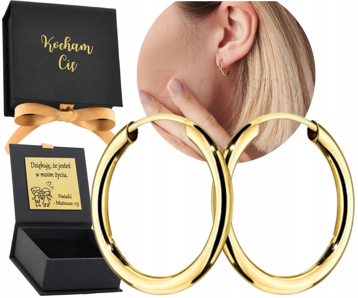Złote Kolczyki Kółka Koła Próba 333 15 MM 1,5CM Na Kreolu Grawer