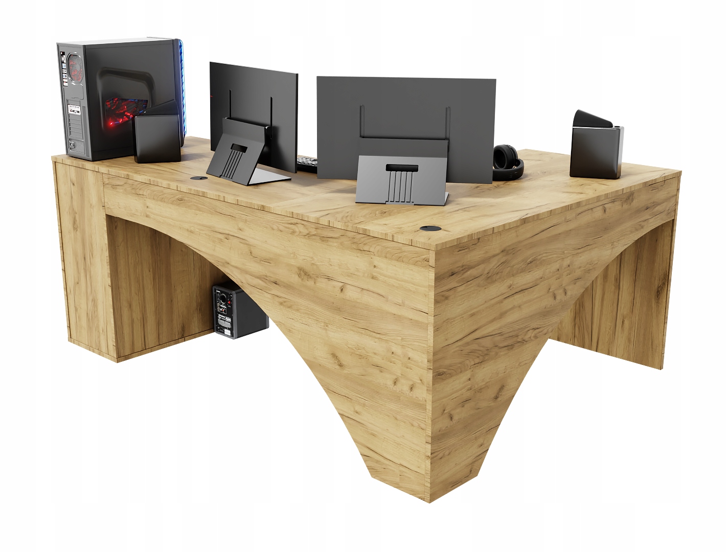 Biurko Gamingowe Komputerowe Gracza Narożne Dąb Złoty Craft Marka SKXMeble