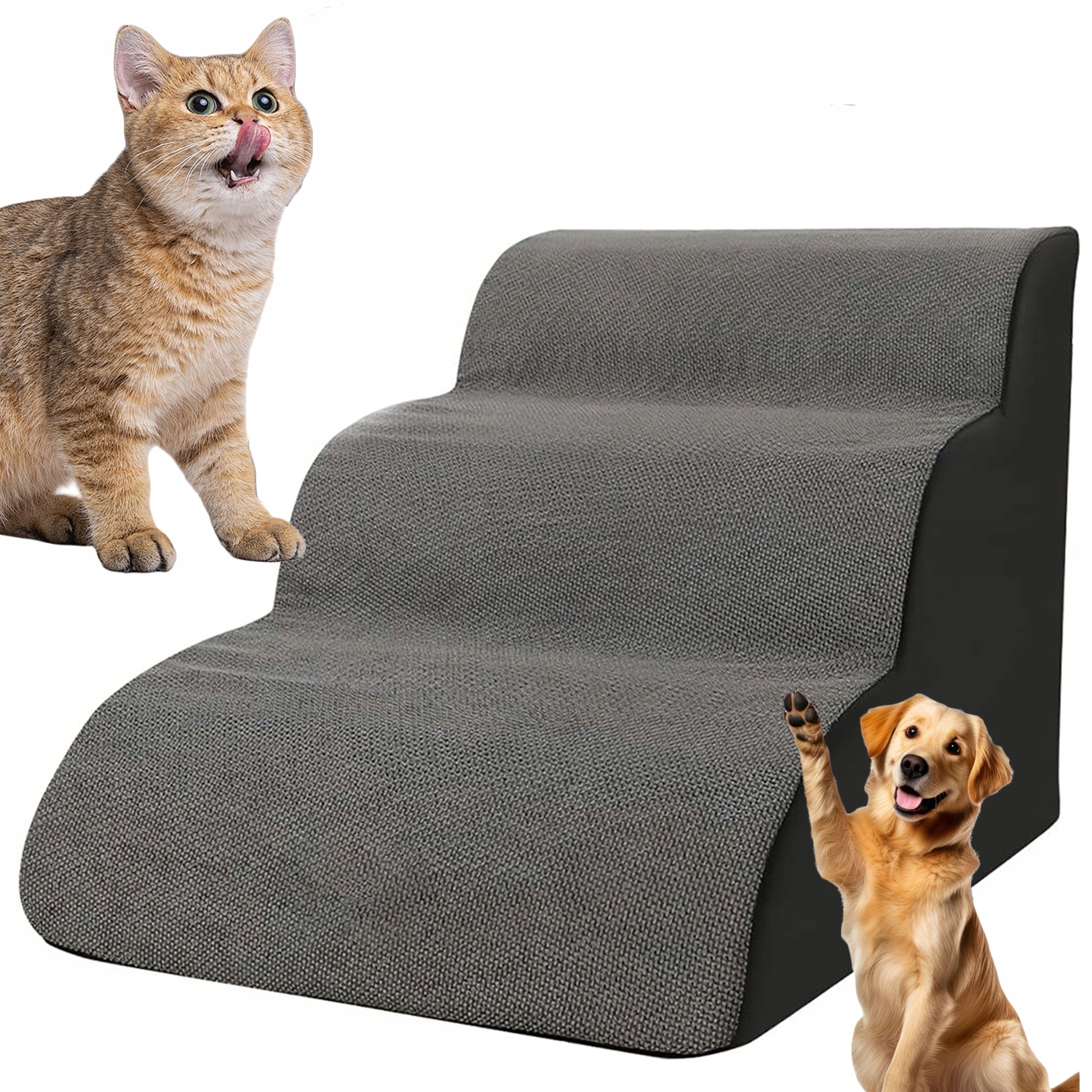 Levně Schůdky Pro Psy Welsti Pro Kočky, Stabilní Rampy, Elegantní Manžestr, 3 Patra