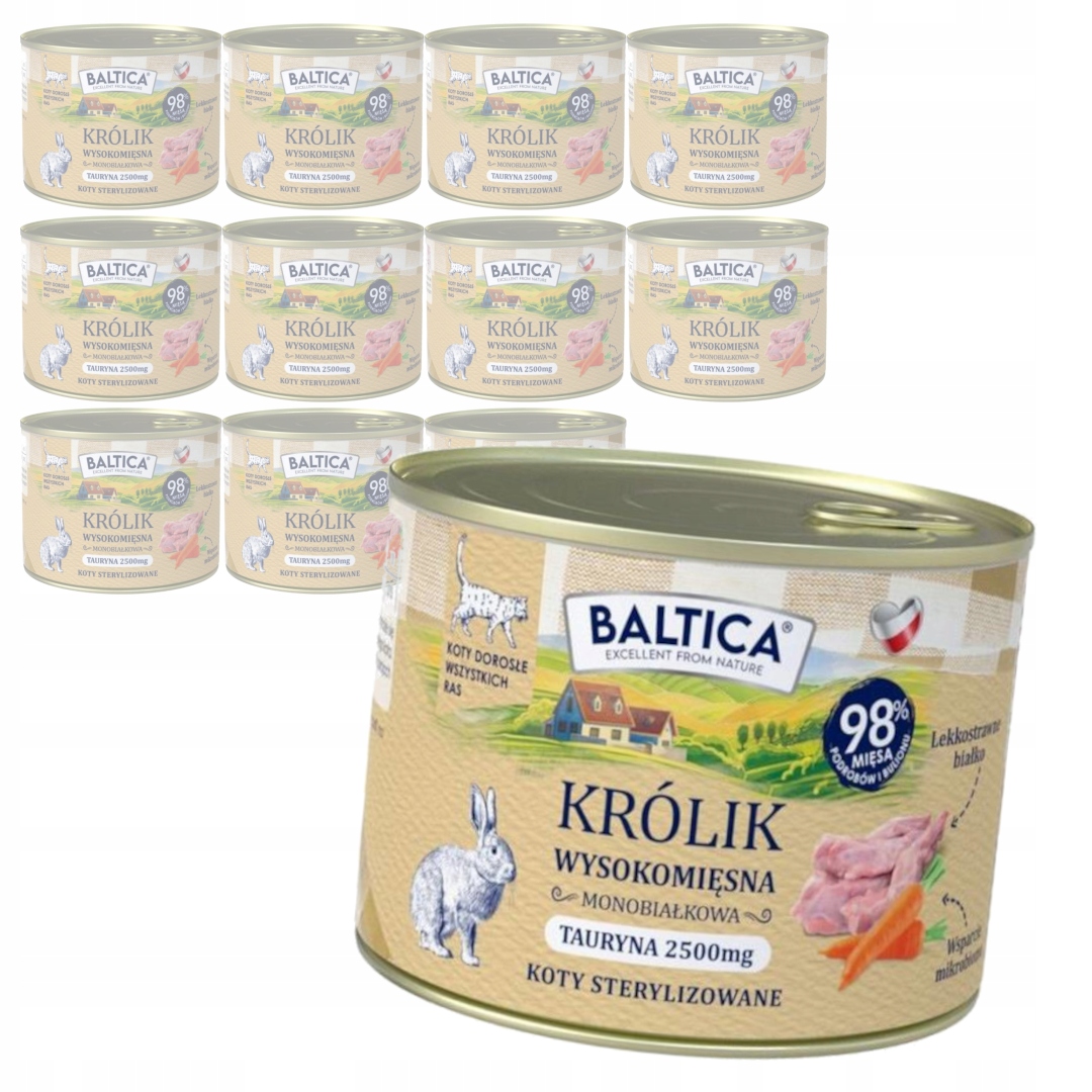 Baltica Smaki Regionów Królik 12x185g Mokra Karma Dla Kotów Sterylizowanych