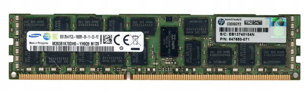 Hp 647650-071 8GB DDR3 1333MHz Reg Ecc M393B1K70DH0-YH9Q9