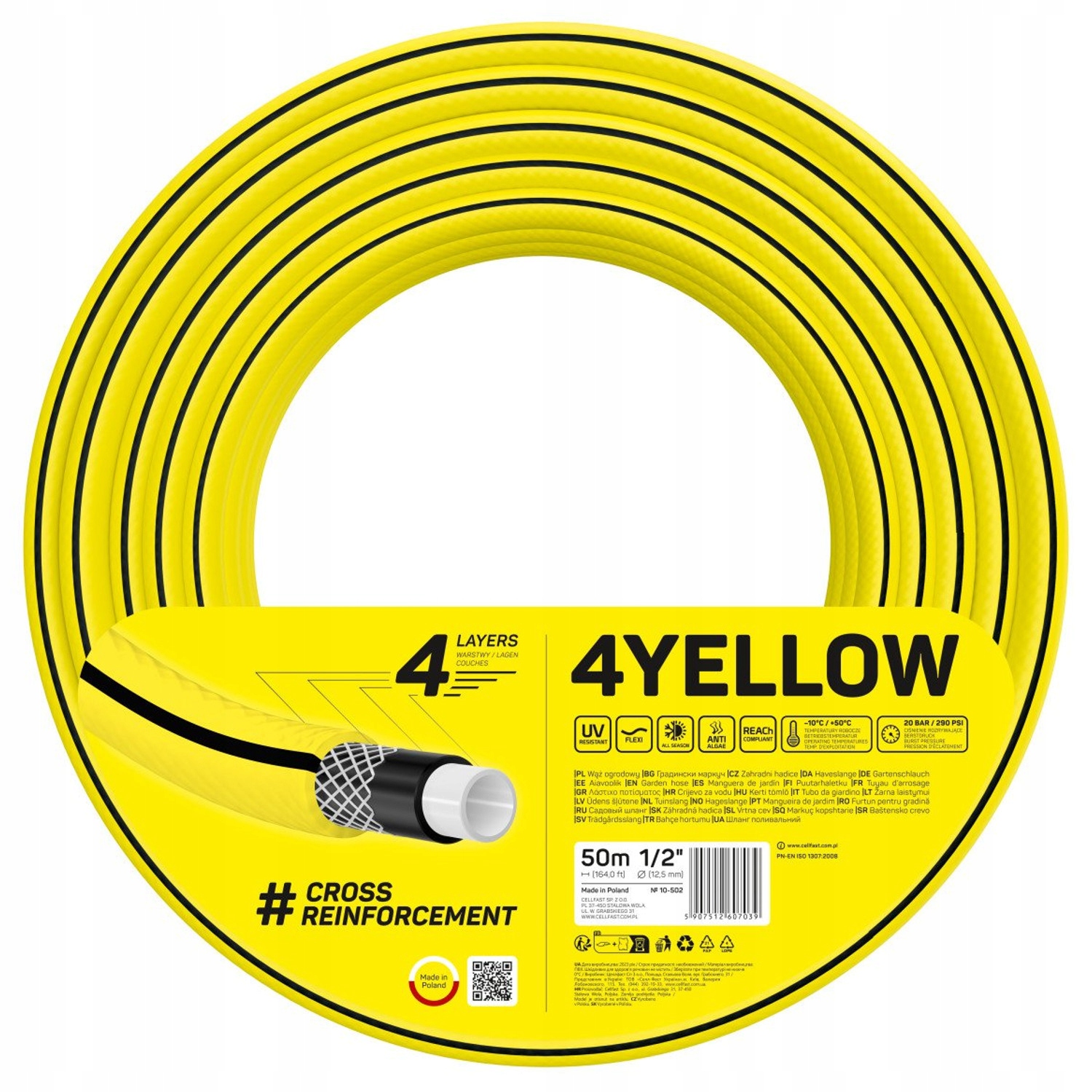 

Wąż ogrodowy Cellfast 4YELLOW 1/2" 50m 4-warstwowy