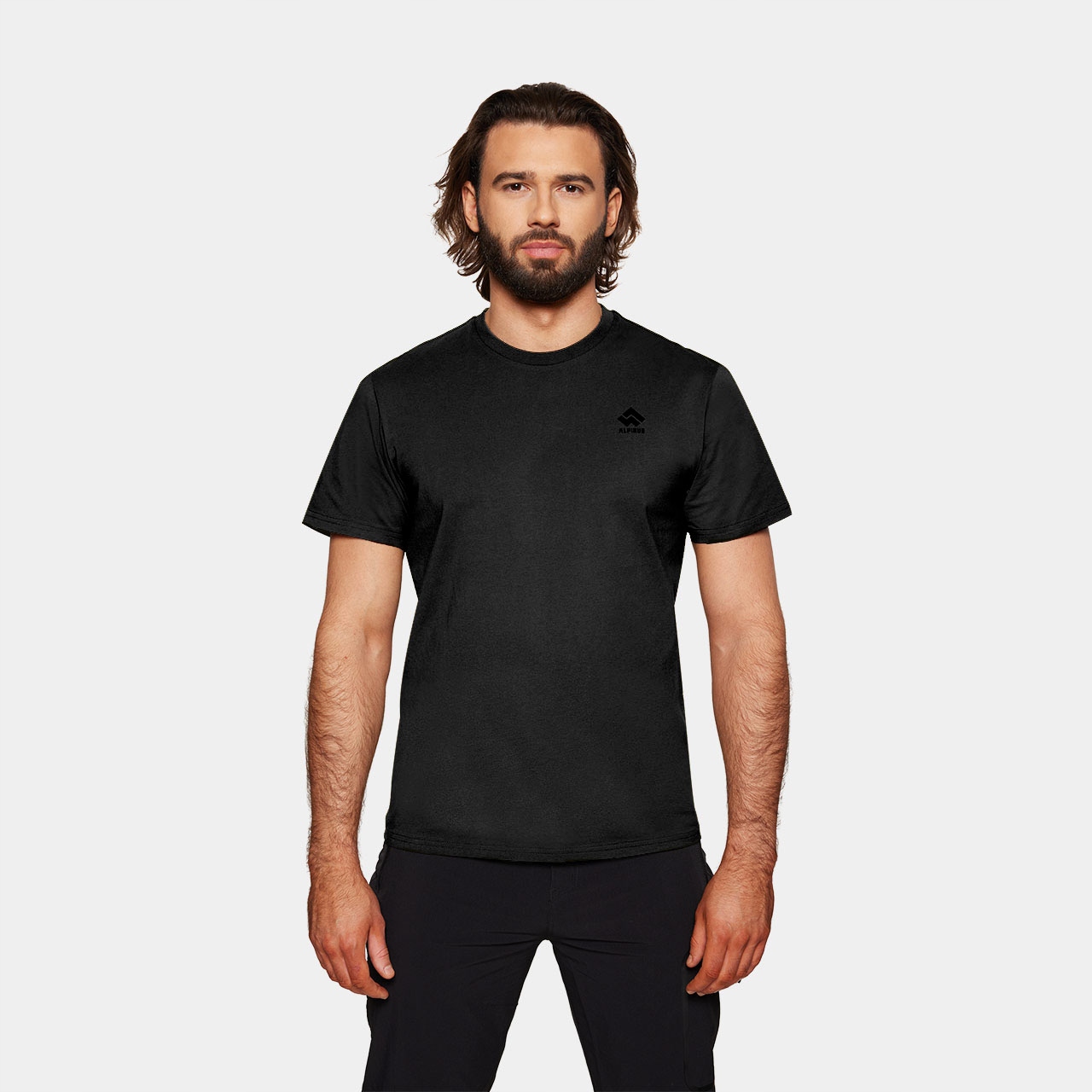 Koszulka męska Alpinus Paldarok czarna 3XL, bawełna organiczna, outdoor