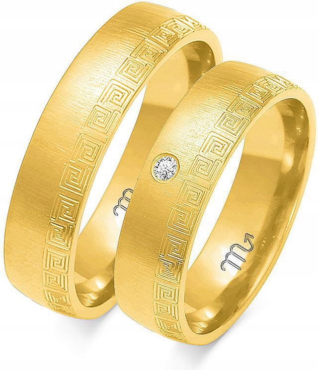 Svatební zlaté jemné snubní prsteny 14K 585, rok 8 9 10, jedinečná kolekce svatba