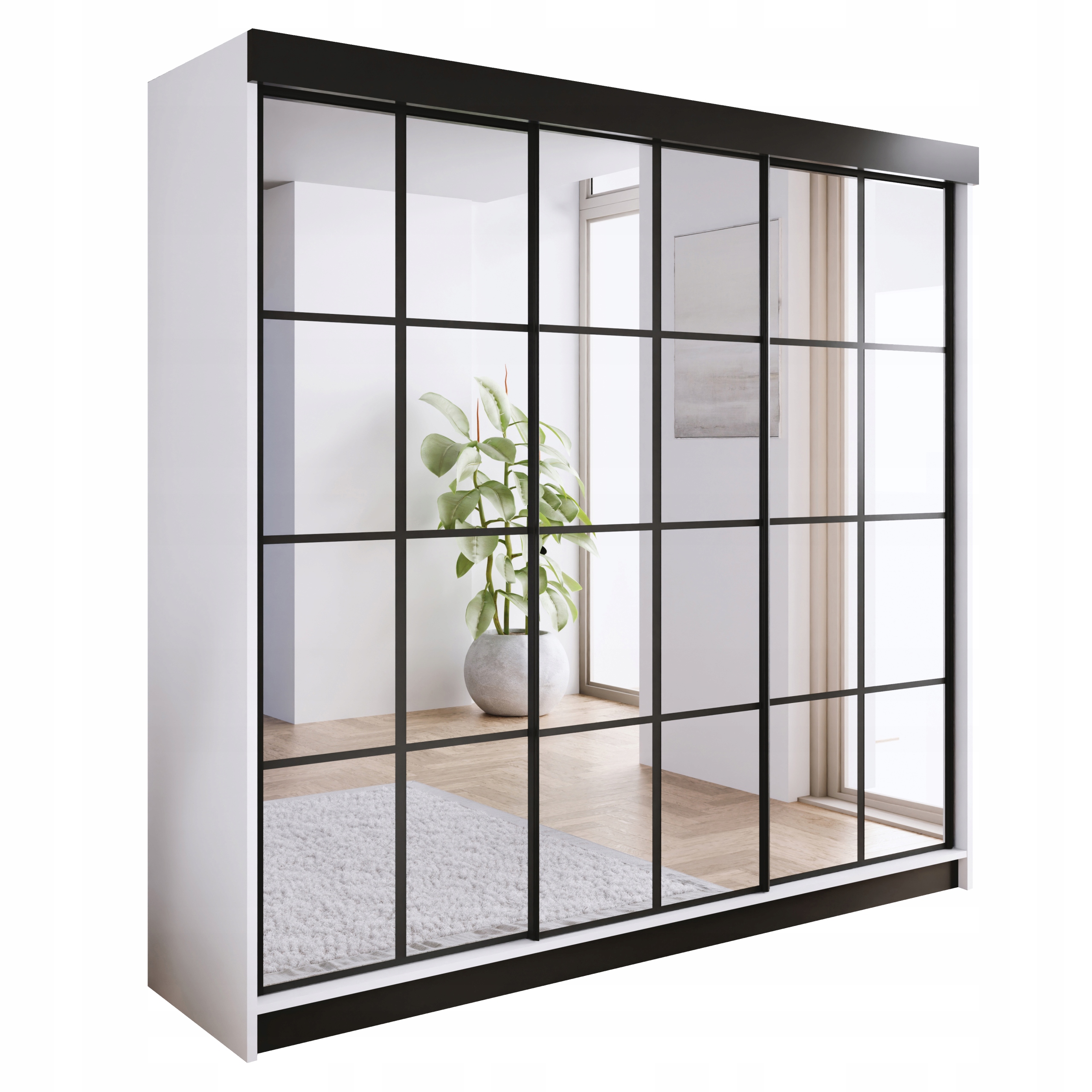 Skříň skříň se zrcadlem Bari 3 bílá 250 se zrcadly