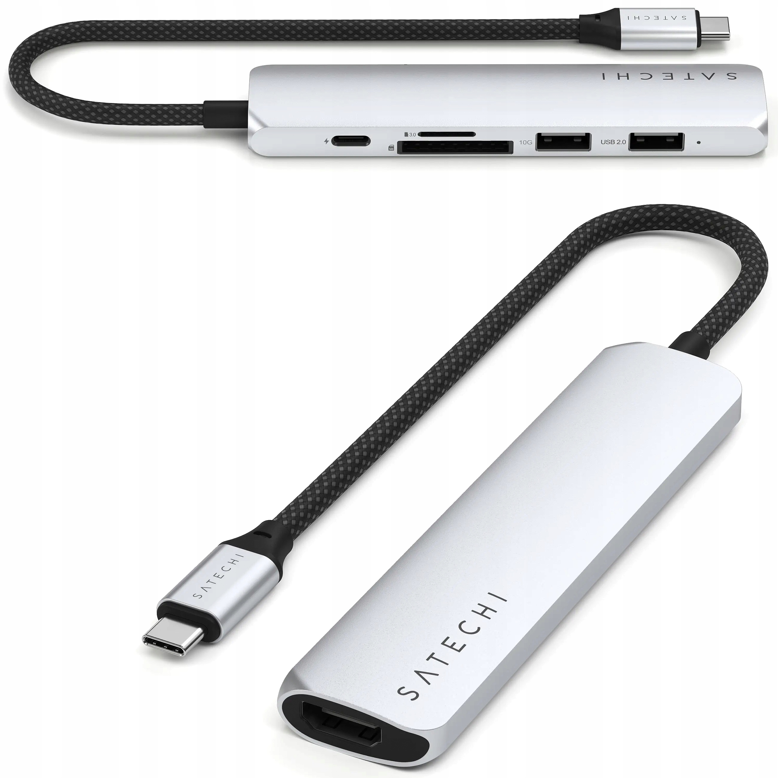 Satechi 6v1 Slim Multiport Adapter Usb-c Hub, 2x Usb-a, Hdmi 4K, Micro/SD