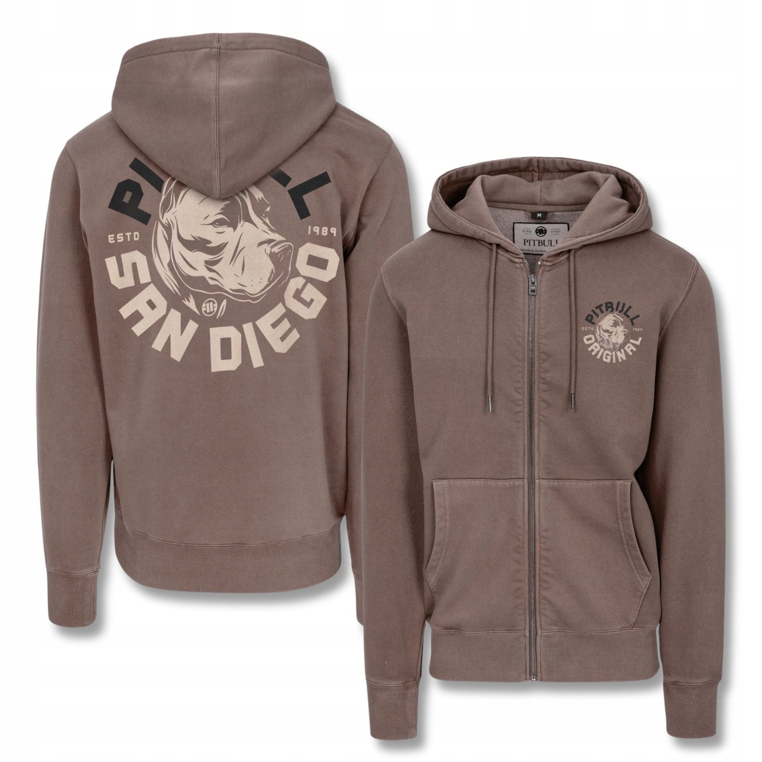 Pánská Rozepínací Mikina s kapucí Pitbull Washed Dog Sd Měkká Tkanina