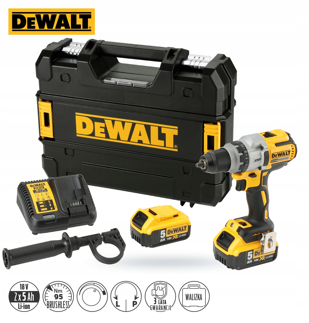 Wkrętarka DCD991P2 95Nm 2x5Ah 3 biegi Tstak Dewalt